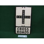 Aluminium road sign Crossroads with a depiction of a cross, contains thirteen large reflectors,