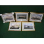 Five Limited Edition signed prints by RG Lloyd of ships Mauritania, Voltaire, Halia,