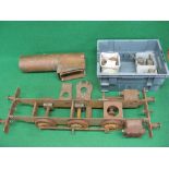5" gauge outside cylinder o-6-o steam locomotive frames with buffers - 34" long overall (rusty),