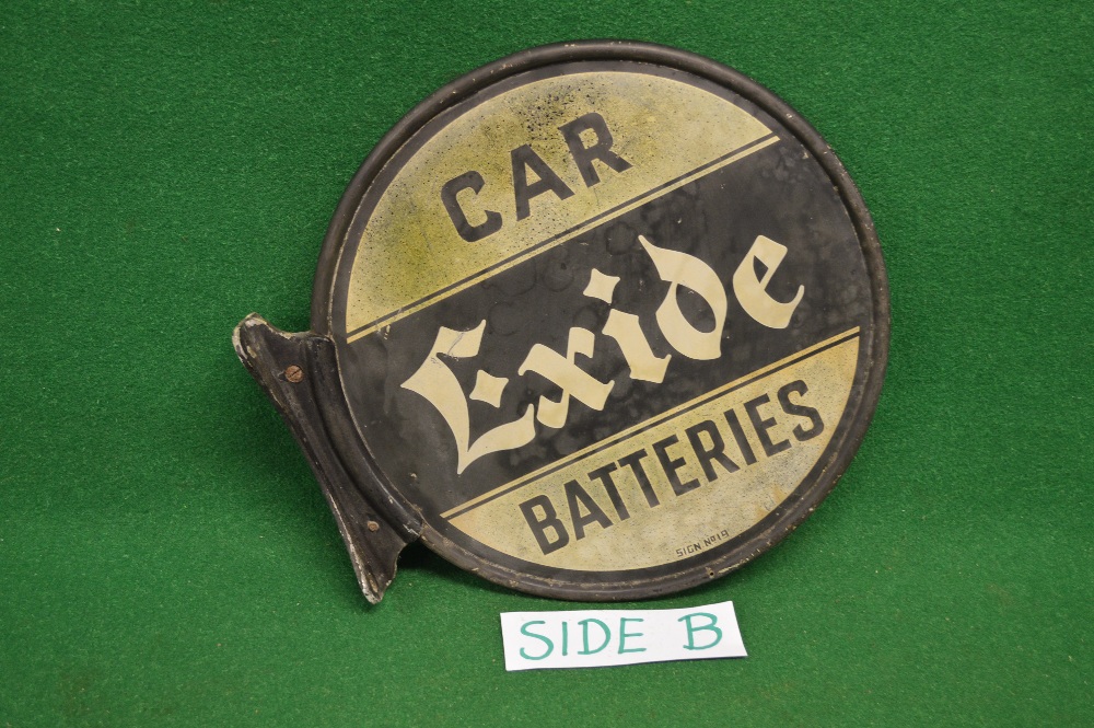 Circular double sided tin advertising sign for Exide Car Batteries, - Image 2 of 2