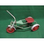 Unusual hand powered childs trike, steering via feet, stem logo reads Marque RD Deposee,