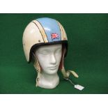 Mid 20th century motorcycle helmet on a polystyrene head (for display purposes only)