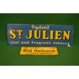 Tin advertising sign for Ogden's St Julien Cool And Fragrant Tobacco,