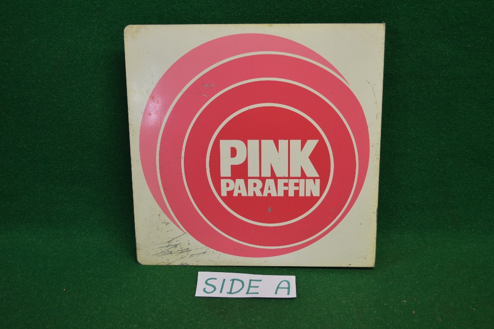 Double sided tin advertising sign for Pink Paraffin,