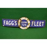Enamel advertising sign for Fagg's Fleet, Ashford 724,