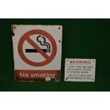 Enamel No Smoking sign,
