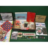 Mixed lot to include: 1939-1940 AA Hotel hand book, Shell clip board, Taskers name plate,