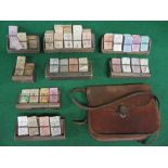 Eight short wooden bus ticket racks of various designs with tickets for: Plymouth Joint,