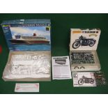 Two unmade plastic construction kits to comprise: a Matchbox 1:12 scale model of a Vincent Series C