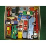 Box of loose die cast model vehicles from Corgi,