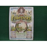 Colourful poster dated 1915 for the Ancient Order Of Foresters Approved Friendly Society,