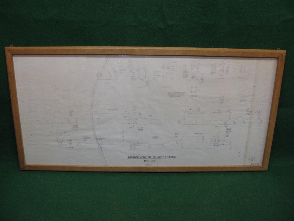 Engineers technical drawing of exhaust fittings for a Bentley - 62.5" x 30.