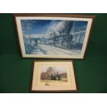 Signed David Shepherd depicting an industrial Pannier tank steam locomotive shunting at Sub Nigel