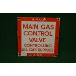 Enamel sign HMOW, Main Gas Control Valve Controlling All Gas Supplies, ARP,