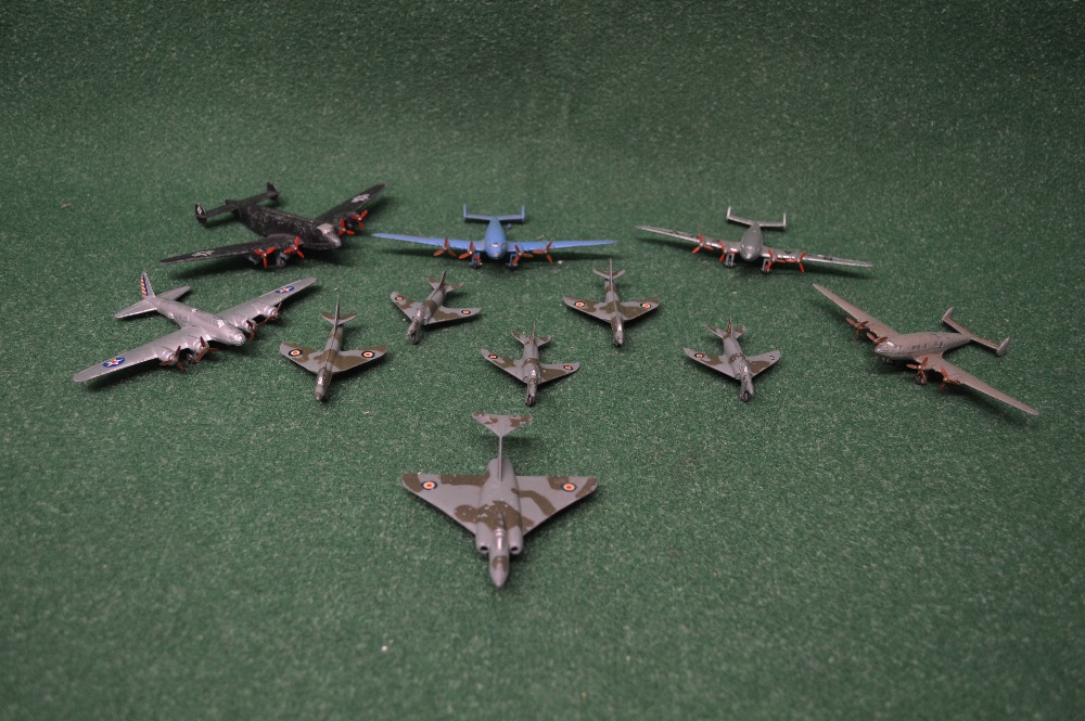 Quantity of unboxed Dinky aeroplanes to include Junkers JU 89, DH Albatross, four engined liner,