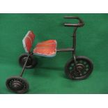 Early childs tricycle with solid tyres and unusual padded seat with back rest - 21" high at handle