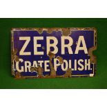 Enamel advertising sign for Zebra Grate Polish,