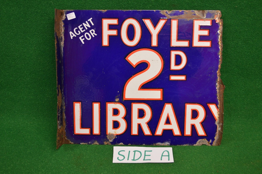 Double sided enamel advertising sign Agent Foyle 2d Library,