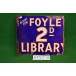 Double sided enamel advertising sign Agent Foyle 2d Library,