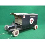 Bespoke wooden pull-a-long early 20th century ambulance - 19" x 10" x 10"