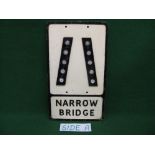 Aluminium road sign Narrow Bridge with separately applied narrowing sections containing ten