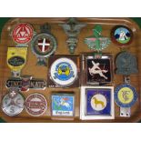 Fifteen car badges to include: Taskers Valley Motor Club, KGL, Dansk Automobil Klub,