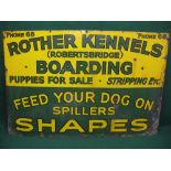 Large local enamel sign, bottom half Feed Your Dog On Spillers Shapes,