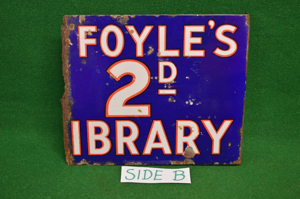 Double sided enamel advertising sign Agent Foyle 2d Library, - Image 2 of 2