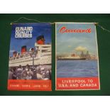 Two original 1950's Cunard advertising posters featuring Saxonia in Liverpool and Queen Mary