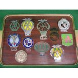 Ten car badges to include: The Wolseley Register, Royal Air Forces Association,