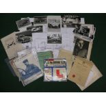 Quantity of motoring ephemera to include: photographs,