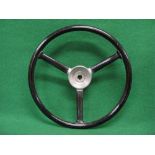 Alloy and black three spoke steering wheel with key fitting - 17" in dia