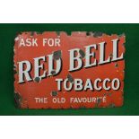 Enamel advertising sign Ask For Red Bell Tobacco, The Old Favourite,