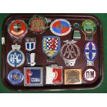 Tray of car badges and manufacturers motifs to include: Austin Healey 1952-1972,