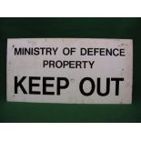 Ministry Of Defence Property Keep Out metal sign with four rear mounted 1.