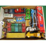 Box of Corgi commercial vehicles to include: five Landrovers,