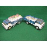 Two Triang tinplate Hi-Way lorries, one with eight wooden barrels,