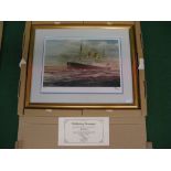 Limited Edition of 75 signed print of steam ship Rangitata in the English Channel,