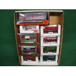 Eight EFE OO scale diecast model lorries together with MGB and Austin Healey Sprite