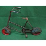 Early childs bike with 9" solid wheels, front brake, enclosed chain and rear wheel,