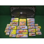 Large collection of boxed 1990's Corgi Chipperfields Circus items to include: display cabinet with