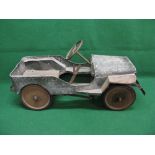 Steel and aluminium pedal car in the form of an American Jeep with solid 12" wheels and tyres,