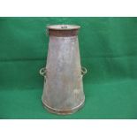 Large two handled conical galvanised milk churn embossed on neck and around lid Ruyton Co-op