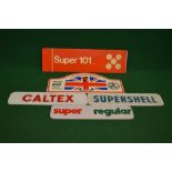 Group of three petrol pump Perspex windows for Caltex,