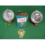 Two Lucas chromed front lamps - 6" in dia,