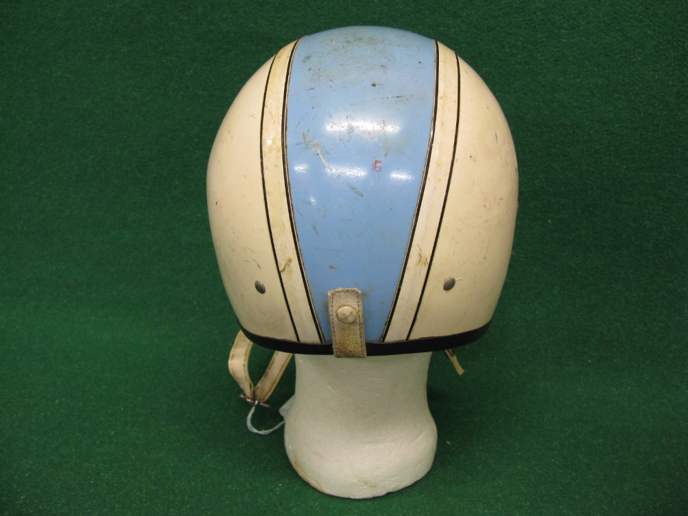 Mid 20th century motorcycle helmet on a polystyrene head (for display purposes only) - Image 2 of 2