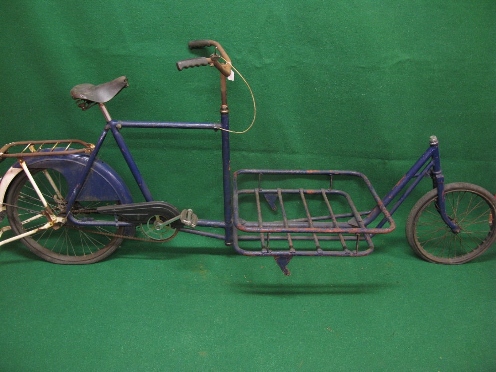 Unusual tradesmans bike finished in blue and white with large (25. - Image 4 of 4