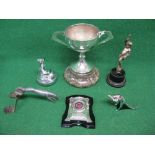 Silver plated cup engraved Great Christ Church Show R-R EC 80 together with four mascots, cherub,