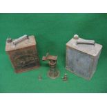 Two 2 gallon cans: Esso with Shell cap and WD 1943 with plain cap,