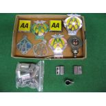 Eight AA and RAC badges together with a quantity of badge bar mounting clamps